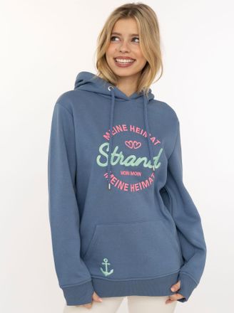 Zwillingsherz Hoodie ZWILLINGSHERZ Meine Heimat, Damen, Gr. L/XL, jeans, Sweatware, Obermaterial: 50% Baumwolle, 50% Polyester, normal normal, ohne Ausschnitt, ange