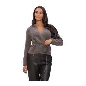 Object Object, Truien & Vesten, Dames, Bruin, XS, Wol, Objnete L/S Re Tie Cardigan