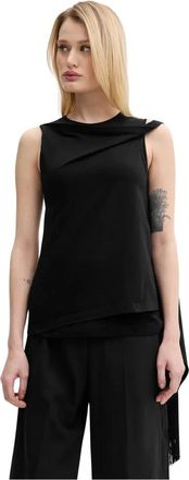 Maison Margiela Top zonder mouwen met franjes - Dames - Tops zonder mouwen - Zwart - S - Katoen - Tops
