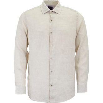Lords of Harlech Uomo Solid Long Sleeve Fine Linen Shirt in Laurent Natural at Nordstrom, Size X-Large