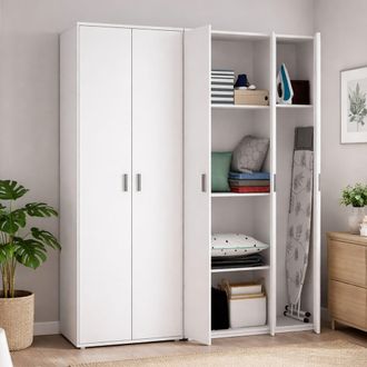 Dmora Armario Multiusos Grande Rosarno, Modular, 7 Estantes, 5 Puertas, 177x190h Cm Blanco