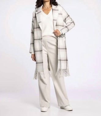 Thread & Supply Luciana Long Coat In Parchment Plaid
