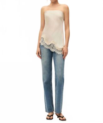 Elodie Lacey Satin Top In Ecru