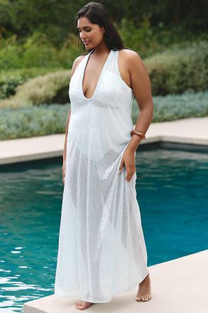 Sunday In Brooklyn Plunged Sequin Maxi Dress