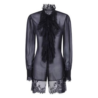 Ann Demeulemeester Barah Lange Comfort Blouse met Kantruches - Dames - Blouses & Shirts - Zwart - Maat: M Zijde