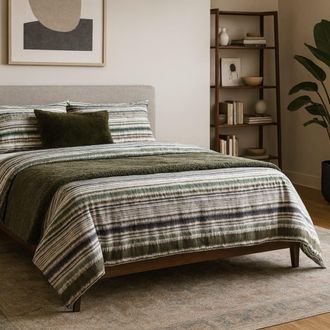 Alo Home Juego de s&aacute;banas algod&oacute;n 100% 4 piezas rayas verdes - cama 150 cm