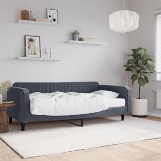 vidaXL Vidaxl - Sof&aacute; Cama Con Colch&oacute;n Terciopelo Gris Oscuro 100x200 Cm