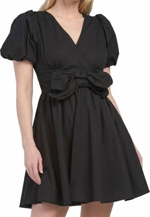 Moon River Bella Bow Mini Dress In Black
