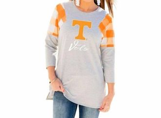 Gameday Couture University Of Tennessee Get In Check Tunic In Grey/orange