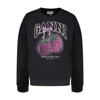 Ganni Cotton-Jersey Sweatshirt - Black
