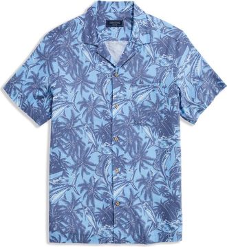 Vineyard Vines Reel & Ride Seabreeze Linen Blend Camp Shirt in Jake Blue at Nordstrom, Size Xx-Large