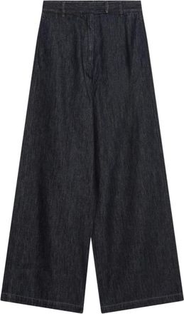 Dries Van Noten Jeans, Dames, Blauw, S, Katoen, High-rise wide-leg jeans