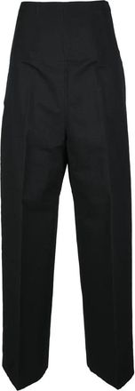 Sportmax High-Waist Black Trousers with Wide-Leg Silhouette