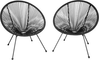 TecTake 2 sillas de jard&iacute;n dise&ntilde;o retro, estilo acapulco 70.5x69x78 cm negro