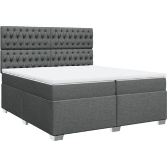 vidaXL Cama Box Spring Con Colch&oacute;n Tela Gris Oscuro 200x200 Cm Vidaxl