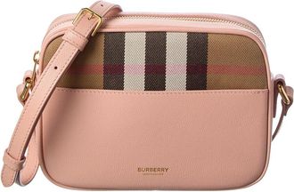 Burberry Small Check Canvas & Leather Camera Bag