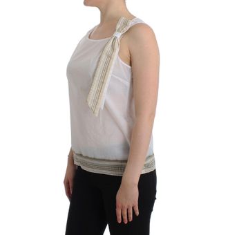 Ermanno Scervino Womens White Top Blouse Tank Shirt Sleeveless Cotton