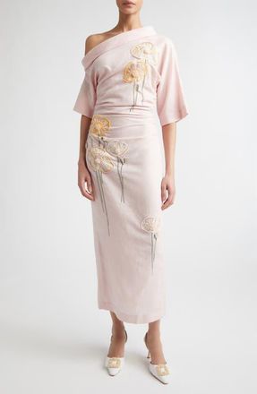 Bernadette Bowery Embroidered Off the Shoulder Dress in Embroidered Yellow White at Nordstrom, Size 6 Us