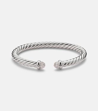 David Yurman Pulsera Cable Flex de plata de ley con diamantes