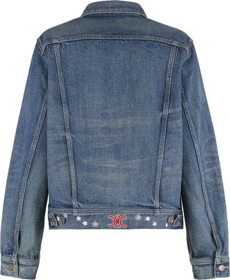 Celine Womens Denim Jacket With Embroidery Cotton