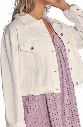 Mustard Seed Distressed Denim Jacket In White