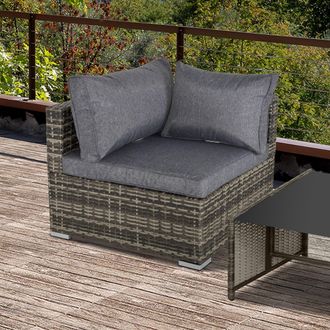 OUTSUNNY Outdoor Garden Furniture Rattan Single Middle Sofa w/ Cushions in Dark Grey