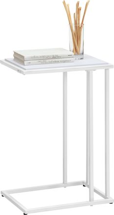home24 Beistelltisch, Weiß, Metall, Holzwerkstoff, rechteckig, Flachrohr, 30x60x40 cm, Wohnzimmer, Wohnzimmertische, Beistelltische
