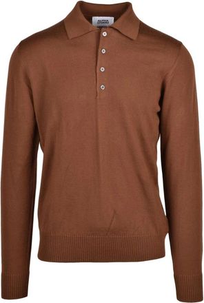 Alpha Studio Polo van gebreide stof - Heren - Polos - Bruin - L - Wol - Tops