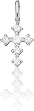 Lily & Roo Solid White Gold Individual Brilliant Genuine Diamond Tiny Cross Charm