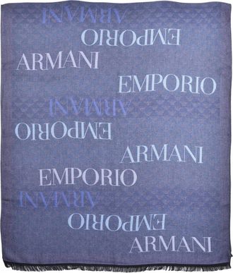 Emporio Armani Accessoires, Dames, Blauw, ONE Size, Polyester, Viscose Blend Sjaal