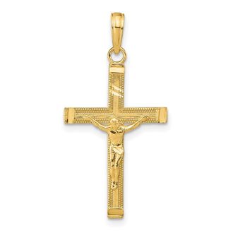 Diamond2Deal 14k Yellow Gold Diamond-cut Fancy Tipped Crucifix Pendant