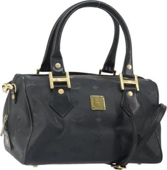 MCM Pre-owned Visetos Logogramme Handbag - Dames - Vintage Handtas - Zwart - ONE Size - Leer - Vintage
