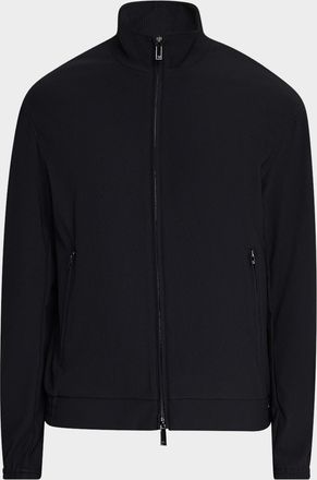 Emporio Armani Mens Nylon Stretch Ribbed Bomber Jacket