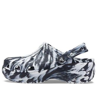 Crocs (WMNS) Crocs Classic Platform Marbled Clog Black White 207176-066