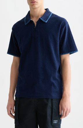 Scotch & Soda Jacquard Toweling Polo in Pageant Blue at Nordstrom, Size Xx-Large