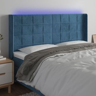 vidaXL Cabecero Con Led De Terciopelo Azul Oscuro 183x16x118/128 Cm Vidaxl