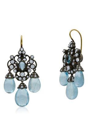 Fred Leighton Aquamarine & Diamond Drop Earrings in Gold at Nordstrom