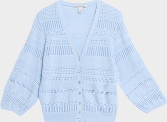 Autumn Cashmere Pointelle-Knit Cotton Cardigan
