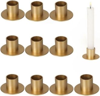 OEM 10 Portavelas C&oacute;nicos De Metal Para Velas C&oacute;nicas De 2 Cm De Di&aacute;metro Para Bodas, Fiestas, Cumplea&ntilde;os, Centros De Mesa Y Regalos De Inauguraci&oacute;n (dora