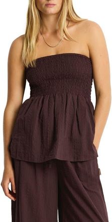 Sea Level Australia Shirred Strapless Top in Chocolate at Nordstrom, Size X-Small