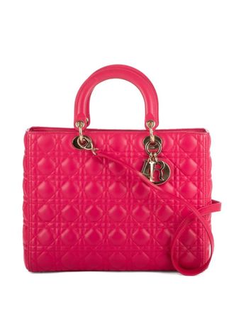 Dior Cannage Lady Dior two-way handbag - women - Leather - One Size - Pink