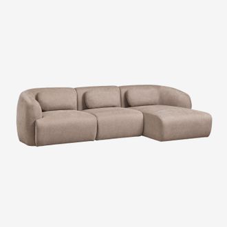 Sklum Sof&aacute; Modular Chaise Longue Derecho De 3 Piezas En Chenilla Coquette Sklum