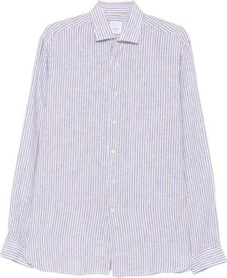 Xacus Gestreepte linnen blouse - Heren - Casual Overhemden - Veelkleurig - 3XL - Linnen - Overhemden