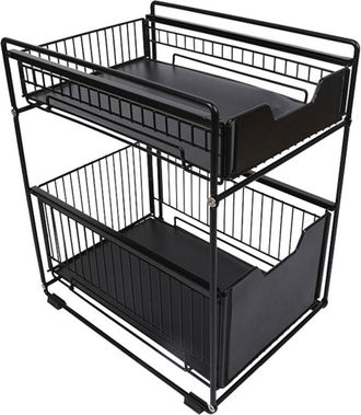 OEM Organizador Deslizante Para Debajo Del Fregadero Con 2 Cajones Para Especias, Ideal Para Ba&ntilde;o, Cocina Y Oficina. Color Negro
