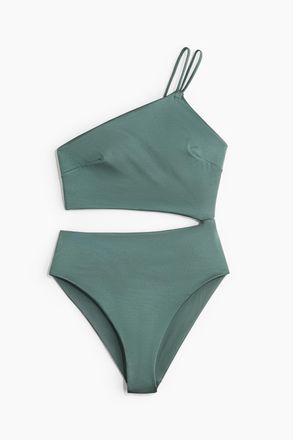 H&M Badeanzug mit Cut-out und High Leg - Green