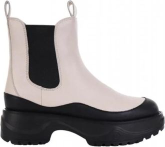 Michael Kors Dupree Tweekleurige Leren Laars - Dames - Chelseaboots - Beige - 38 EU - Leer - Schoenen
