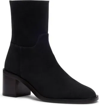 Stuart Weitzman Maris Zip Bootie in Black Suede at Nordstrom, Size 10.5