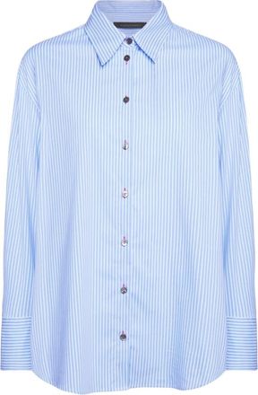 Elena Miro Gestreepte blouse - Dames - Overhemden - Blauw - L - Overhemden