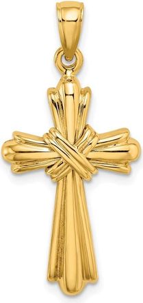 Diamond2Deal 14k Yellow Gold Polished -X- Center Cross Charm Pendant