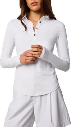Greyson Scarlett Long Sleeve Stretch Nylon Polo in Arctic at Nordstrom, Size X-Small